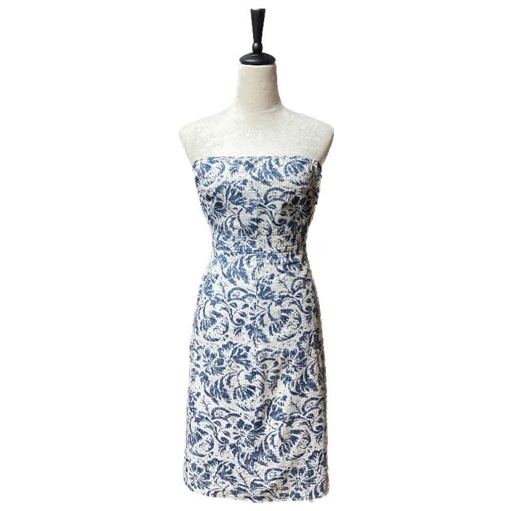 Jcrew Strapless Dress - Blue Floral Size P2